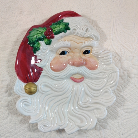 Fitz and Floyd Holiday Toyland Santa Face Canape Plate Christmas 2003 In Box - Picture 2 of 11